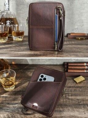 Genuine Leather Pipe Humidor, Pipes, and Accessories